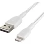 Belkin Câble tressé Lightning vers USB-A 2 m Blanc - Recharge durable pour iPhone et iPad