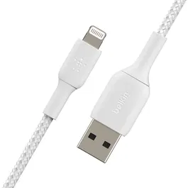 Belkin Câble tressé Lightning vers USB-A 2 m Blanc - Recharge durable pour iPhone et iPad