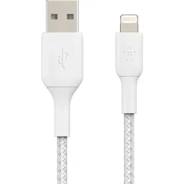 Belkin Câble tressé Lightning vers USB-A 2 m Blanc - Recharge durable pour iPhone et iPad