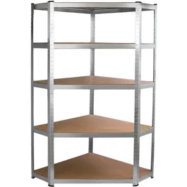 Fieldmann FDR 1840R - Étagère d'angle en acier galvanisé 0.7 mm, capacité 175 kg/étagère, facile à assembler sans boulons, pour garage, bureau, stockage