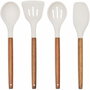 Livoo Set d'ustensiles de cuisine MES153G avec pot en acacia et silicone gris