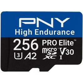 PNY Pro Elite High Endurance Carte mémoire microSDXC 256 Go UHS-I Class 10 U3 V30 A2 100 Mo/s - pour surveillance et caméras de sécurité