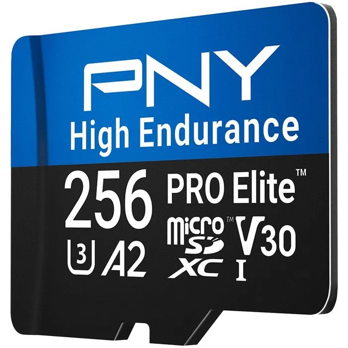 PNY Pro Elite High Endurance Carte mémoire microSDXC 256 Go UHS-I Class 10 U3 V30 A2 100 Mo/s - pour surveillance et caméras de sécurité