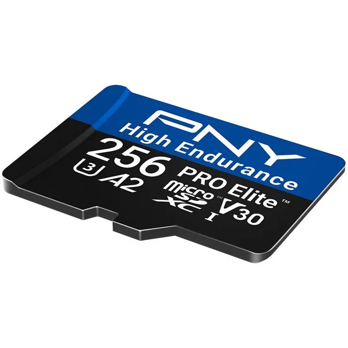 PNY Pro Elite High Endurance Carte mémoire microSDXC 256 Go UHS-I Class 10 U3 V30 A2 100 Mo/s - pour surveillance et caméras de sécurité