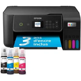 Epson EcoTank ET-2870 - Imprimante multifonction Wi-Fi A4 Noir - Réservoirs d'encre rechargeables - 3 ans d'encre inclus - 37,5 cm x 34,7 cm