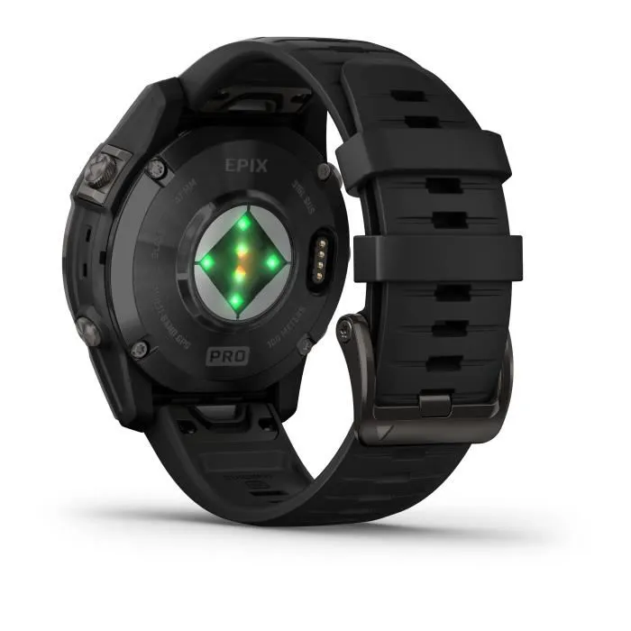 Garmin Epix Pro (Gen2) - Montre connectée sport haute performance - Écran AMOLED - 47 mm - Acier gris avec bracelet noir - Suivi santé et entraînement