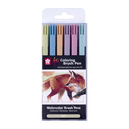 Sakura Koi Coloring Brush Pen set Earth, 6 couleurs