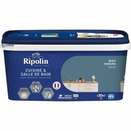 Ripolin Peinture Cuisine et Bain Bleu Madura 2 L