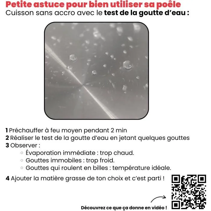 Livoo Wok MEP162 en acier inoxydable 28 cm - Compatible tous feux dont induction, four, lave-vaisselle - Fabriqué en France