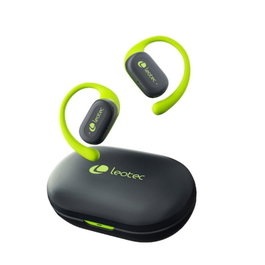 Leotec Open Air Zenith Sport - Écouteurs Bluetooth 5.4 sans fil, IPX5, 6.5h autonomie, Gris-Lime