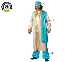 Déguisement Hindou Homme Adulte Beige avec Turban Taille XL - Costume Pantalon et Tunique en Polyester