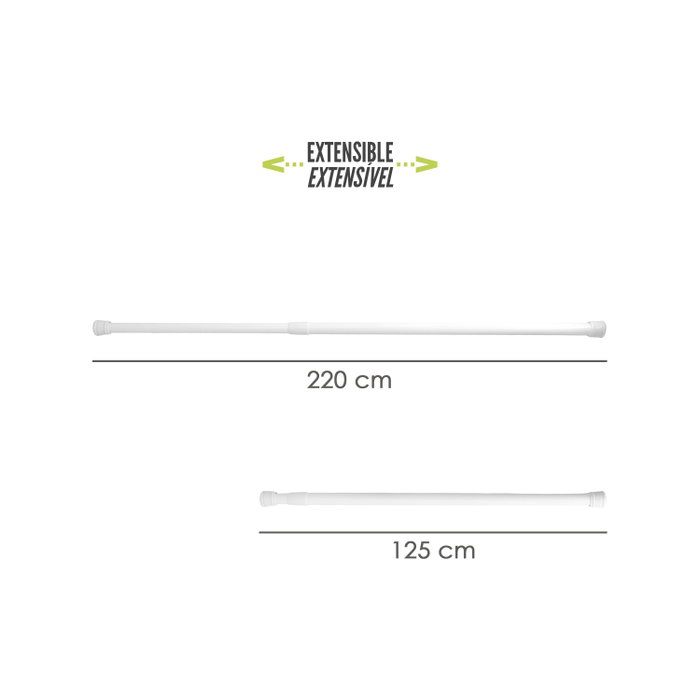 ORYX Barre de douche extensible en aluminium blanc 125 à 220 cm ORYX Barre de douche extensible en aluminium blanc 125 à 220 cm