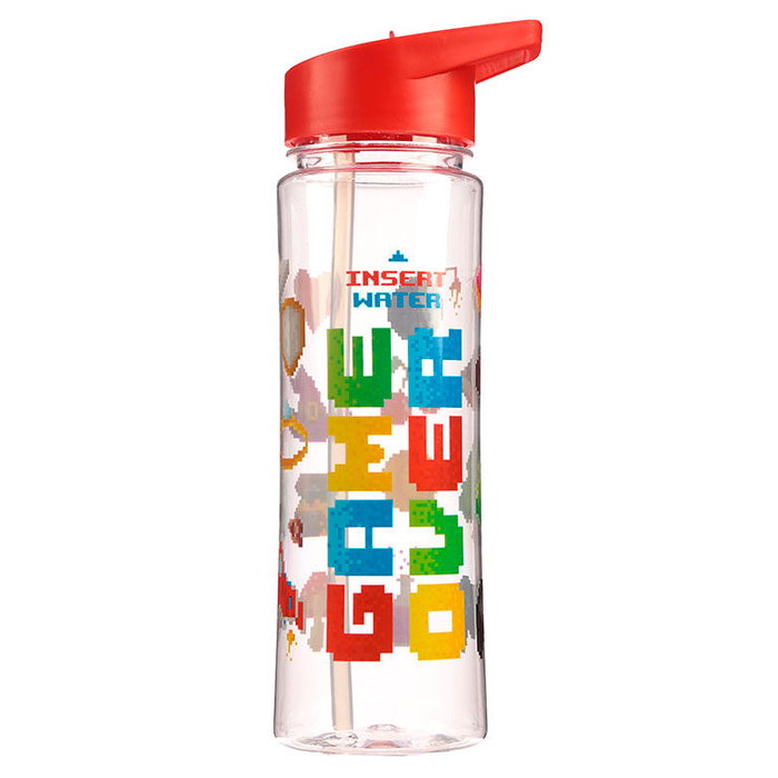 PUCKATOR - Bouteille d'eau thématique Game Over, 500 ml - Capacité 0,5 L - Dimensions 23 x 8,5 x 6,5 cm