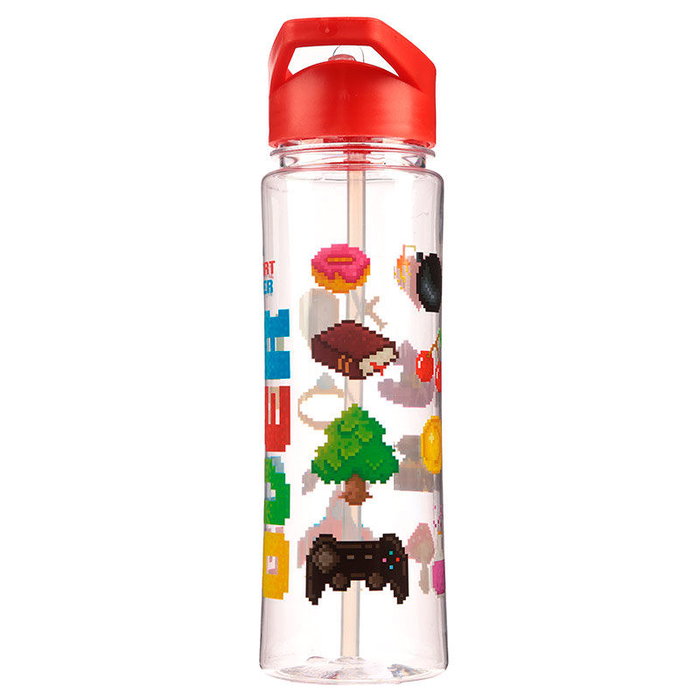 PUCKATOR - Bouteille d'eau thématique Game Over, 500 ml - Capacité 0,5 L - Dimensions 23 x 8,5 x 6,5 cm