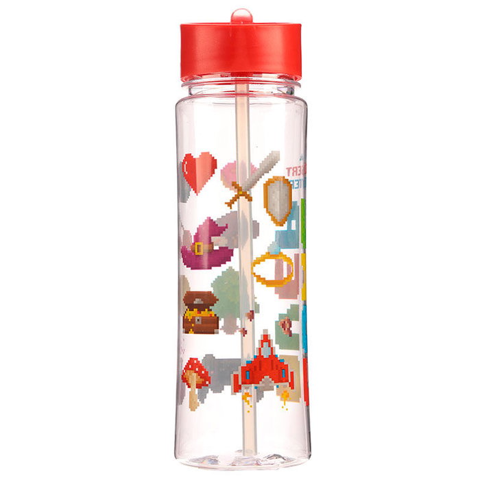 PUCKATOR - Bouteille d'eau thématique Game Over, 500 ml - Capacité 0,5 L - Dimensions 23 x 8,5 x 6,5 cm