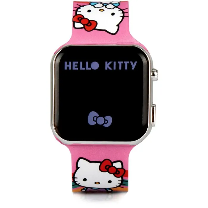 Kids Licensing Montre LED Hello Kitty pour Enfant à Partir de 4 ans avec Affichage Heure et Date, Écran Personnalisable, Pile CR2032 Incluse