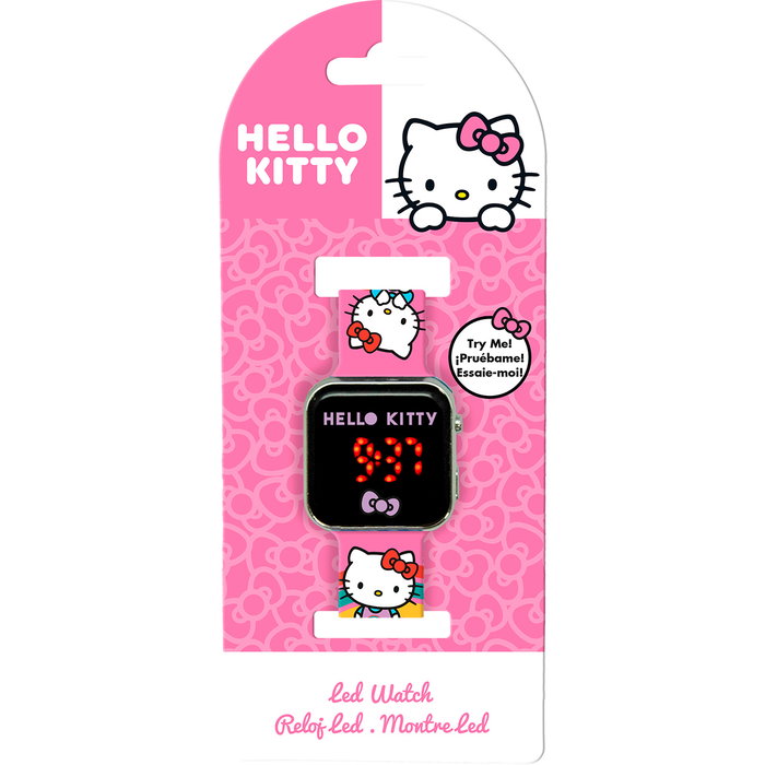 Kids Licensing Montre LED Hello Kitty pour Enfant à Partir de 4 ans avec Affichage Heure et Date, Écran Personnalisable, Pile CR2032 Incluse