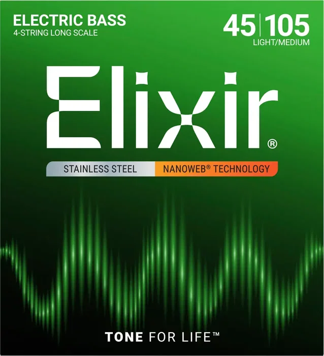 Elixir Nanoweb Acier Inoxydable Jeu de Cordes Medium 045-105