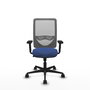 Chaise Zulema Synchro 3 positions tissu Bleu foncé Maille Gris Base en nylon noir Accoudoir 2D Sans appui-tête Roulettes 65mm nylon