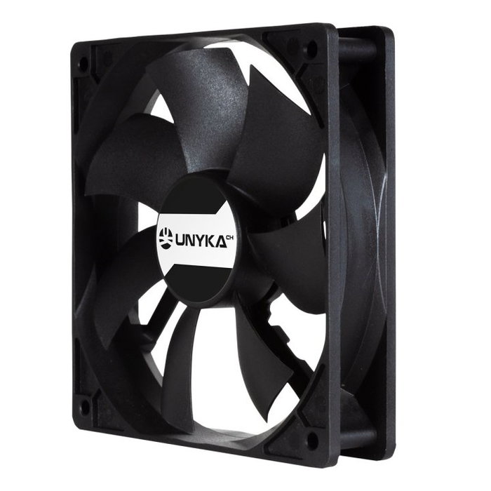 Unykach Ventilateur Boîtier 120 mm Noir - Double Roulement à Billes, PWM, 900-1800 tr/min, Silencieux