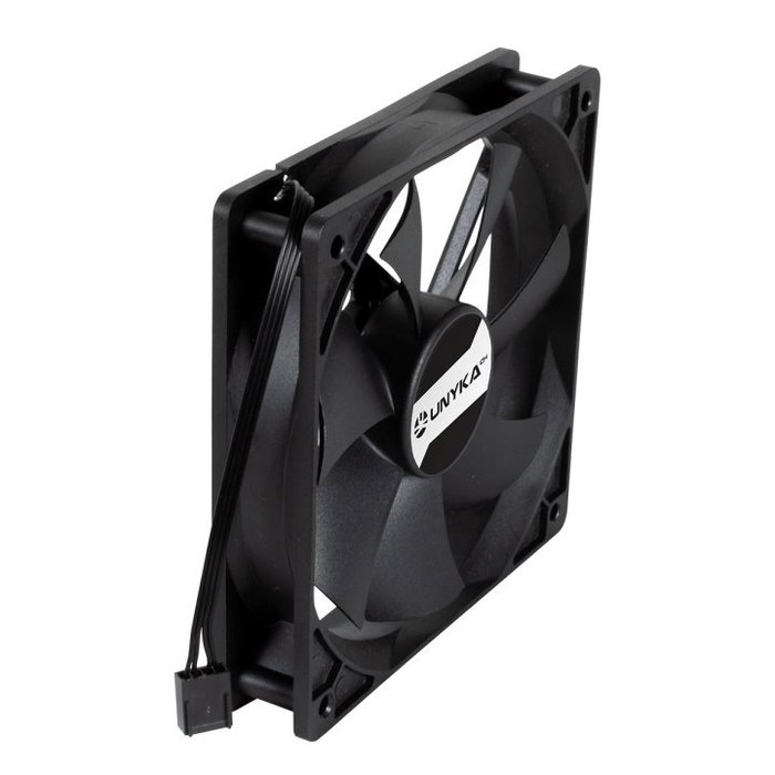 Unykach Ventilateur Boîtier 120 mm Noir - Double Roulement à Billes, PWM, 900-1800 tr/min, Silencieux