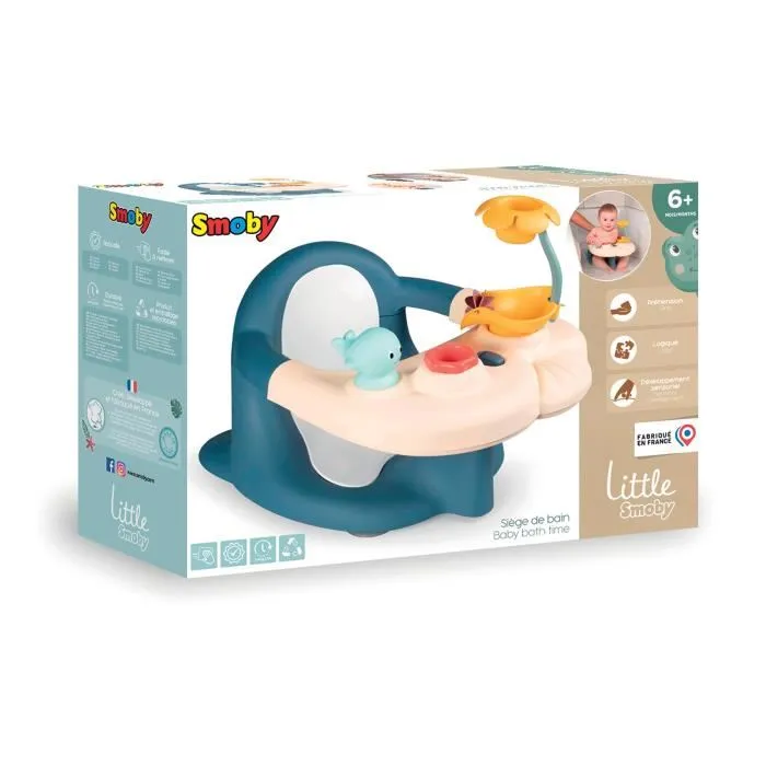 Smoby Siège de Bain 2 en 1 avec Table d'Activités Réglable, Fixation par Ventouse, Bleu