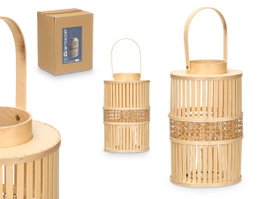 GIFTDECOR Farol Bambu Natural Vela Grd - Lot de 4