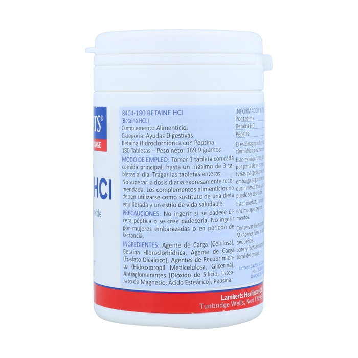 LAMBERTS Bétaïne HCL 324 mg et Pepsine 5 mg, 180 comprimés LAMBERTS Bétaïne HCL 324 mg et Pepsine 5 mg, 180 comprimés