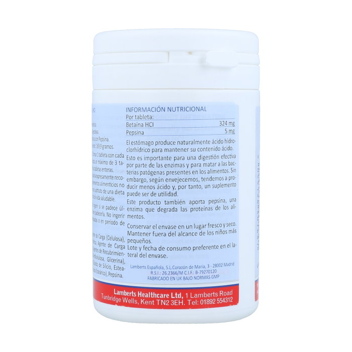 LAMBERTS Bétaïne HCL 324 mg et Pepsine 5 mg, 180 comprimés LAMBERTS Bétaïne HCL 324 mg et Pepsine 5 mg, 180 comprimés