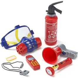 Klein Set de Pompier Jouet pour Enfant avec Masque à Gaz et 7 Pièces : Extincteur, Mégaphone, Lampe Torche, Téléphone, Sifflet et Badge - Garantie 2 Ans
