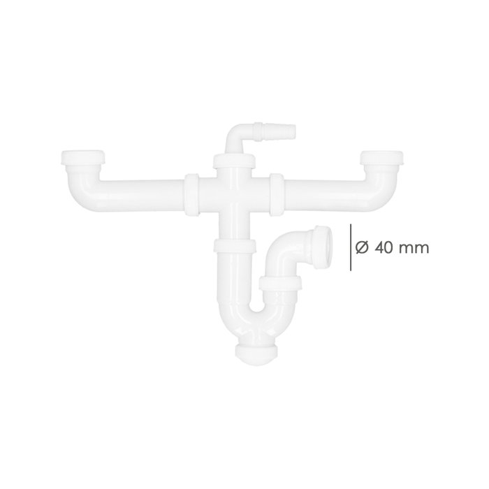 ABRISA Siphon Double avec Double Évacuation 1 1/2'' Ø 40mm
