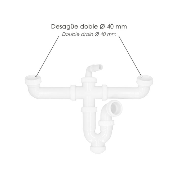 ABRISA Siphon Double avec Double Évacuation 1 1/2'' Ø 40mm