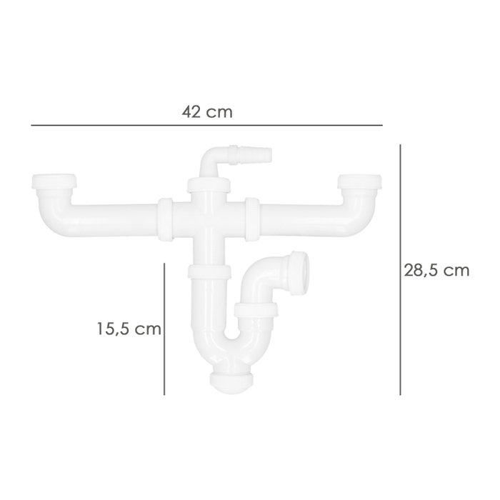 ABRISA Siphon Double avec Double Évacuation 1 1/2'' Ø 40mm