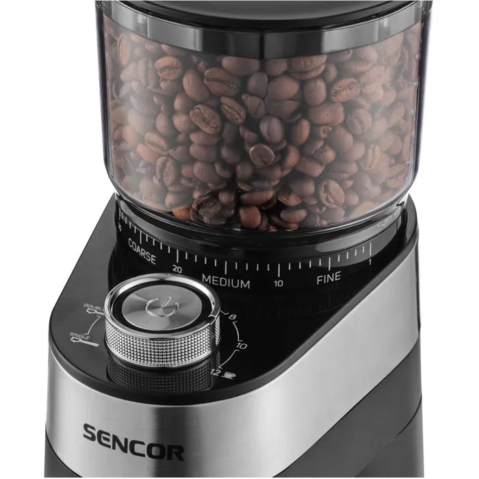 Sencor SCG 5060BK - Moulin à café électrique noir avec meules plates en acier et 30 réglages de mouture Sencor SCG 5060BK - Moulin à café électrique noir avec meules plates en acier et 30 réglages de mouture