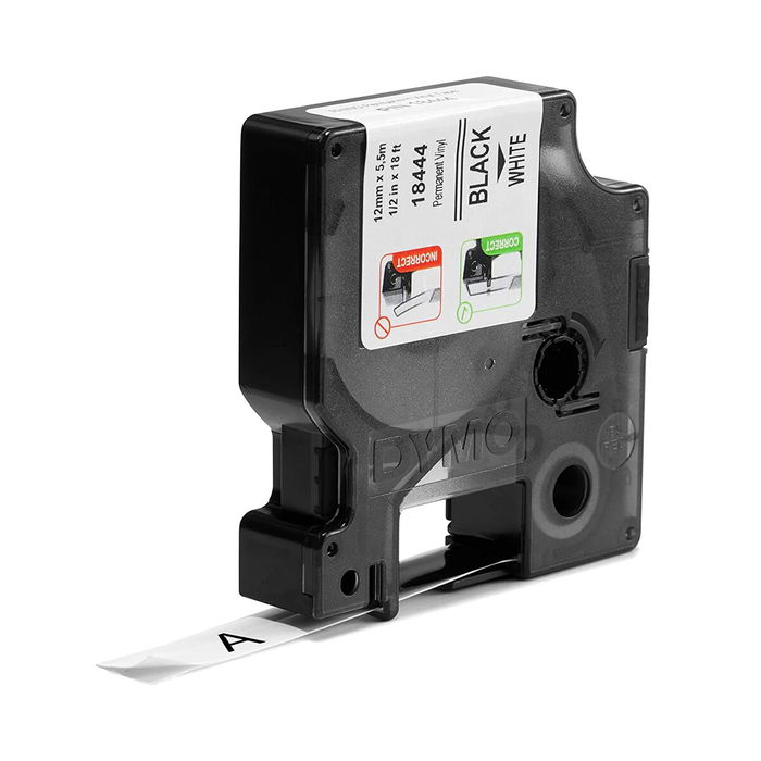 Dymo Rhino 18444 Ruban Vinyle Industriel Noir sur Blanc L