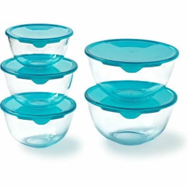 Pyrex Ensemble de Boîtes à Lunch Transparent Turquoise 5 Pièces