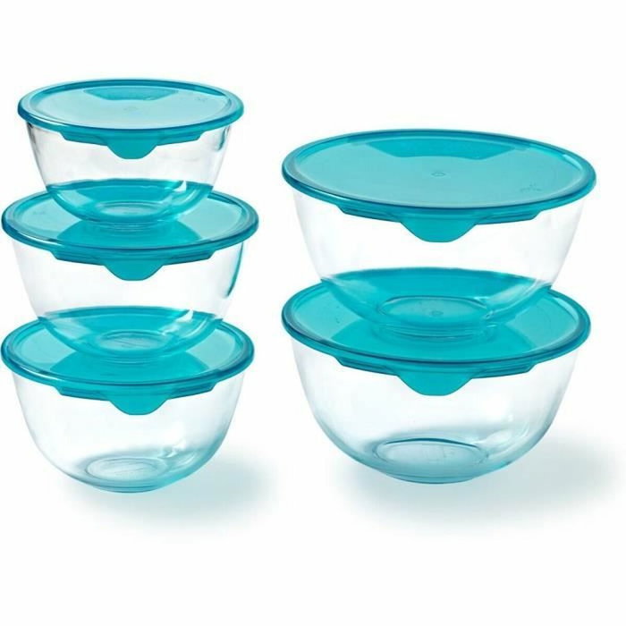 Pyrex Ensemble de Boîtes à Lunch Transparent Turquoise 5 Pièces Pyrex Ensemble de Boîtes à Lunch Transparent Turquoise 5 Pièces