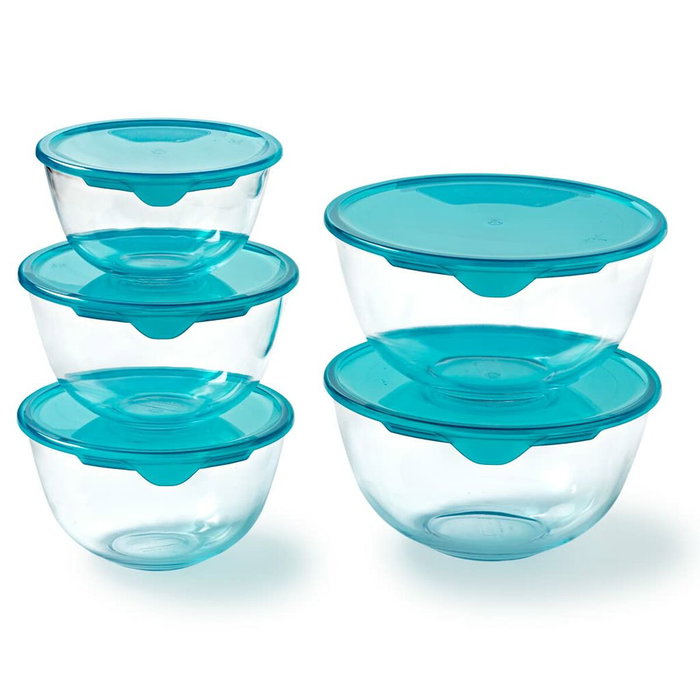 Pyrex Ensemble de Boîtes à Lunch Transparent Turquoise 5 Pièces Pyrex Ensemble de Boîtes à Lunch Transparent Turquoise 5 Pièces