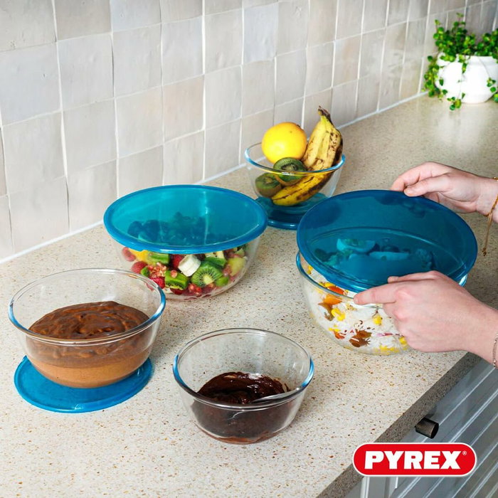 Pyrex Ensemble de Boîtes à Lunch Transparent Turquoise 5 Pièces Pyrex Ensemble de Boîtes à Lunch Transparent Turquoise 5 Pièces