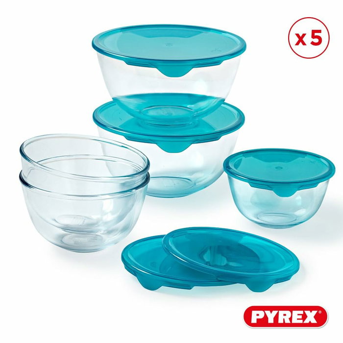 Pyrex Ensemble de Boîtes à Lunch Transparent Turquoise 5 Pièces Pyrex Ensemble de Boîtes à Lunch Transparent Turquoise 5 Pièces