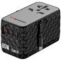 Verbatim CNT-02 Adaptateur de Voyage Universel GaN III 85W avec Câble USB-C Rétractable, 6 Ports de Charge (US/UK/EU/AUS), Noir