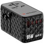 Verbatim CNT-02 Adaptateur de Voyage Universel GaN III 85W avec Câble USB-C Rétractable, 6 Ports de Charge (US/UK/EU/AUS), Noir