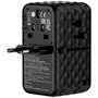 Verbatim CNT-02 Adaptateur de Voyage Universel GaN III 85W avec Câble USB-C Rétractable, 6 Ports de Charge (US/UK/EU/AUS), Noir