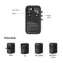 Verbatim CNT-02 Adaptateur de Voyage Universel GaN III 85W avec Câble USB-C Rétractable, 6 Ports de Charge (US/UK/EU/AUS), Noir