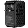 Verbatim CNT-02 Adaptateur de Voyage Universel GaN III 85W avec Câble USB-C Rétractable, 6 Ports de Charge (US/UK/EU/AUS), Noir
