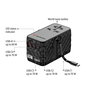 Verbatim CNT-02 Adaptateur de Voyage Universel GaN III 85W avec Câble USB-C Rétractable, 6 Ports de Charge (US/UK/EU/AUS), Noir