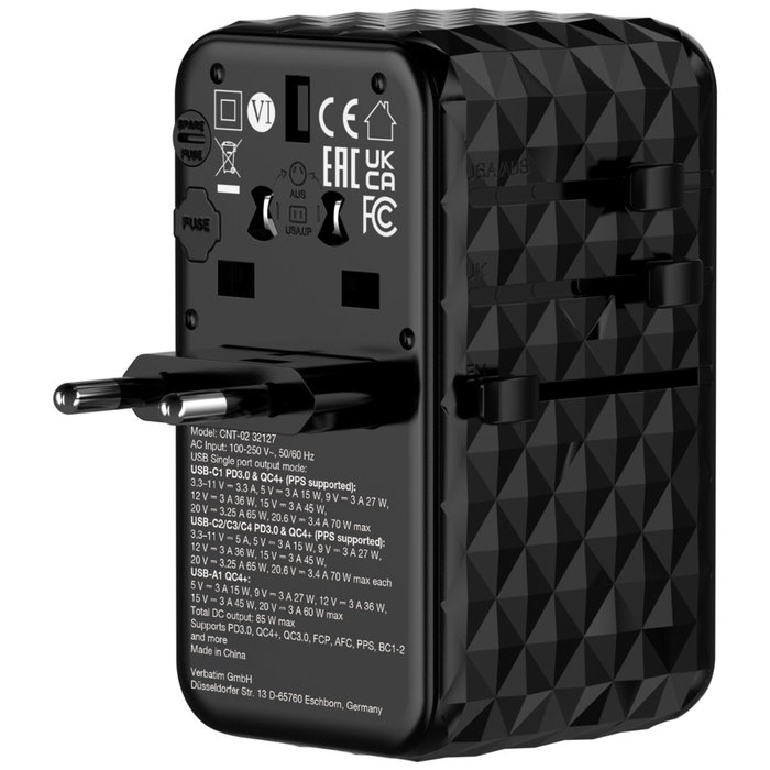 Verbatim Charge 'n' Travel Diamond 85W avec câble rétractable CNT-02 Verbatim Charge 'n' Travel Diamond 85W avec câble rétractable CNT-02