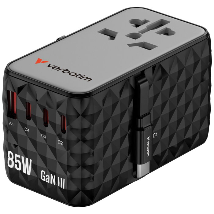 Verbatim Charge 'n' Travel Diamond 85W avec câble rétractable CNT-02 Verbatim Charge 'n' Travel Diamond 85W avec câble rétractable CNT-02