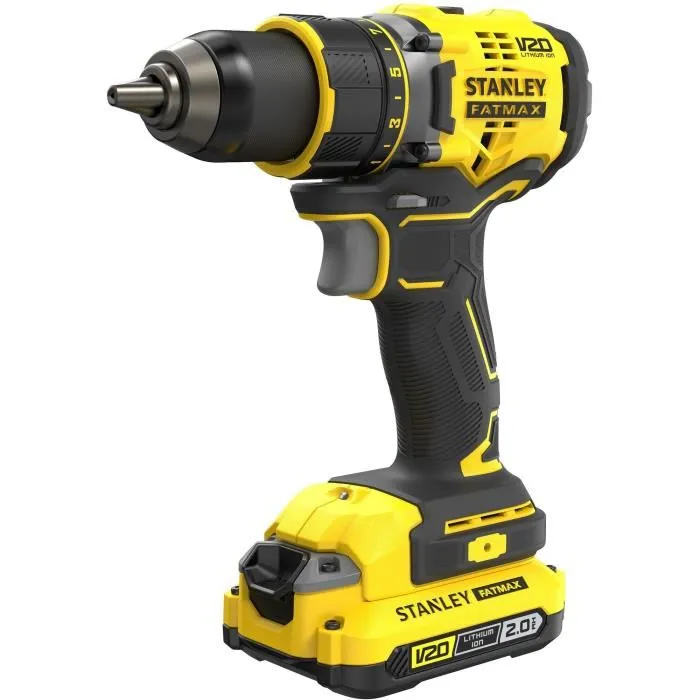 Stanley Fatmax Perceuse-visseuse sans fil 18V Brushless SFMCD720D2K-QW - 80 Nm - Avec 2 batteries Li-ion 2 Ah et chargeur Stanley Fatmax Perceuse-visseuse sans fil 18V Brushless SFMCD720D2K-QW - 80 Nm - Avec 2 batteries Li-ion 2 Ah et chargeur