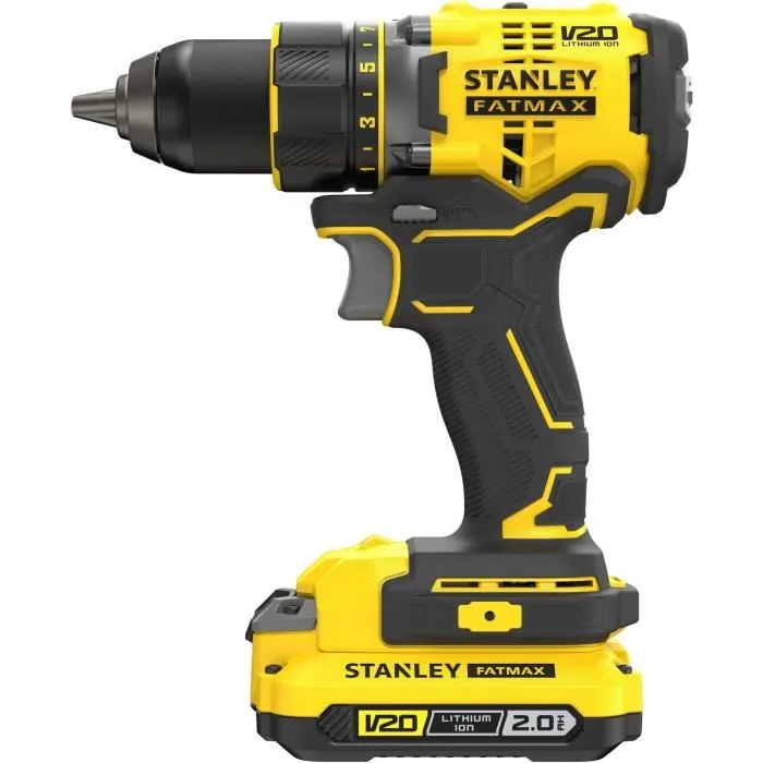 Stanley Fatmax Perceuse-visseuse sans fil 18V Brushless SFMCD720D2K-QW - 80 Nm - Avec 2 batteries Li-ion 2 Ah et chargeur Stanley Fatmax Perceuse-visseuse sans fil 18V Brushless SFMCD720D2K-QW - 80 Nm - Avec 2 batteries Li-ion 2 Ah et chargeur
